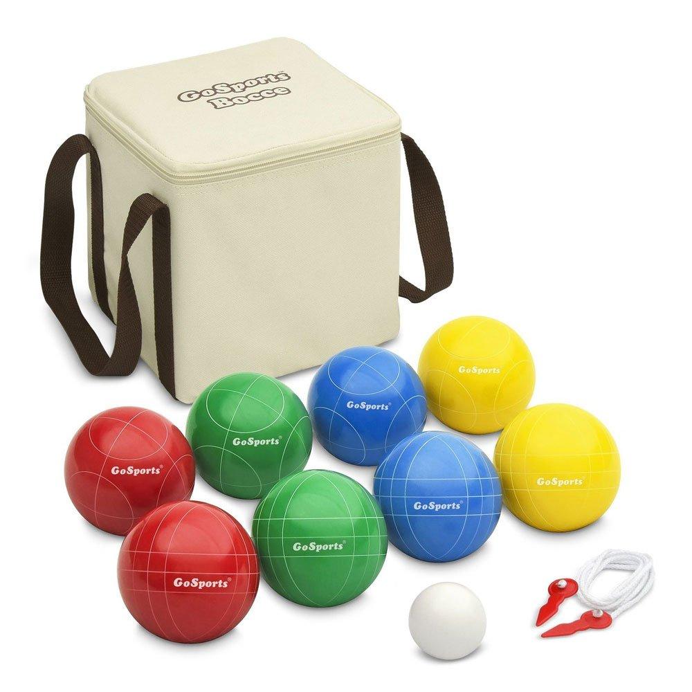 GoSports  90mm Backyard Bocce Set with 8 Balls Pallino Case and Measuring Rope