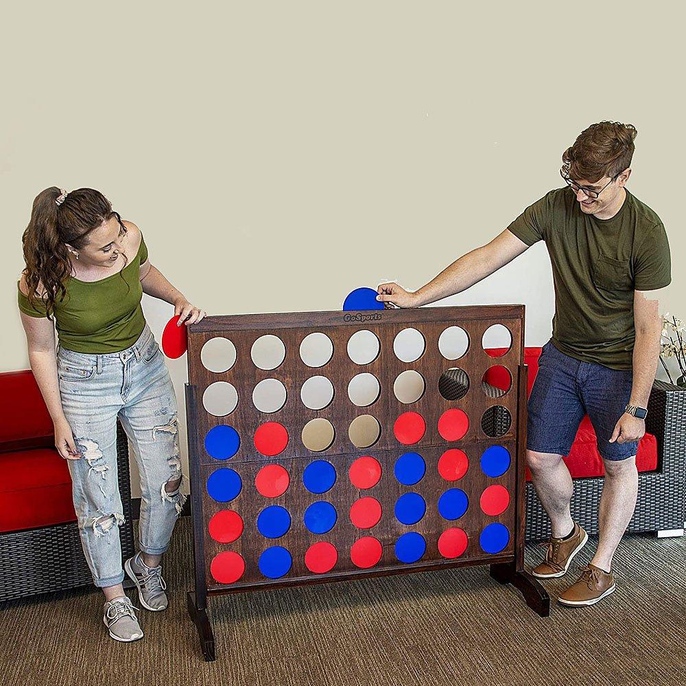 GoSports  Giant Portable 4 in a Row Game Dark Wood Stain  4 Foot