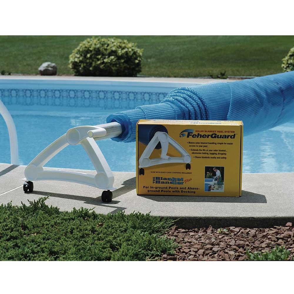 Deluxe In-Ground Swimming Pool Solar Cover Blanket Reel Up to 21' Wide w/  Tubes