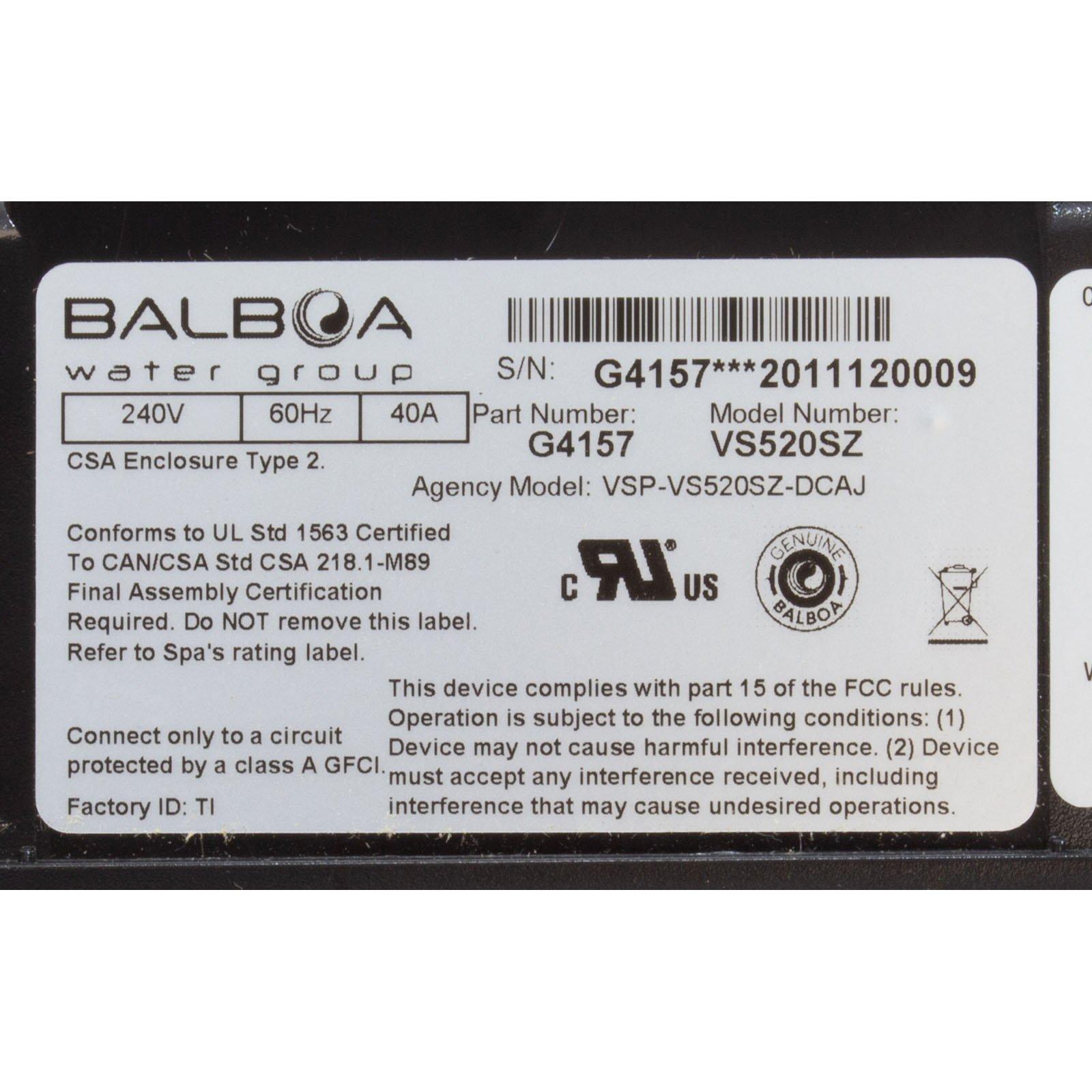 Balboa Control BWG VS520SZ P1(2) P2(2) Bl Oz Lt 4kW 230v