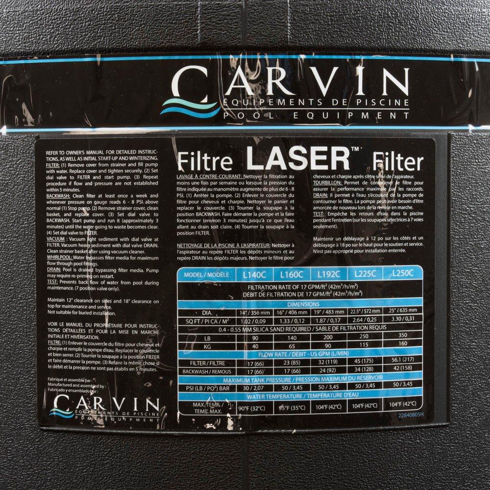 Carvin Sand Filter, Carvin Laser L225-7C, 22-1/2"dia