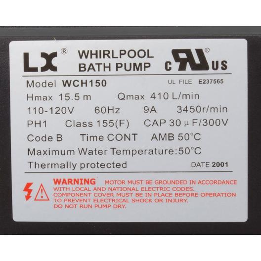 Lingxiao Pump WCH150 Pump Bath LX WCH 9.0A 115v 1.5" w/Air Switch