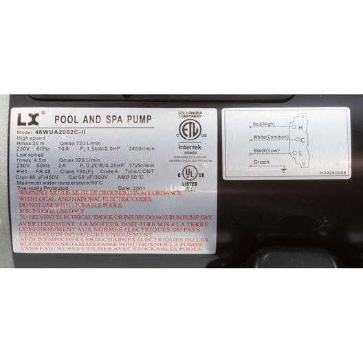 Lingxiao Pump 48WUA2002C-II Pump LX 48WUA 2.0hp 230v 2-Spd 48Fr 2"