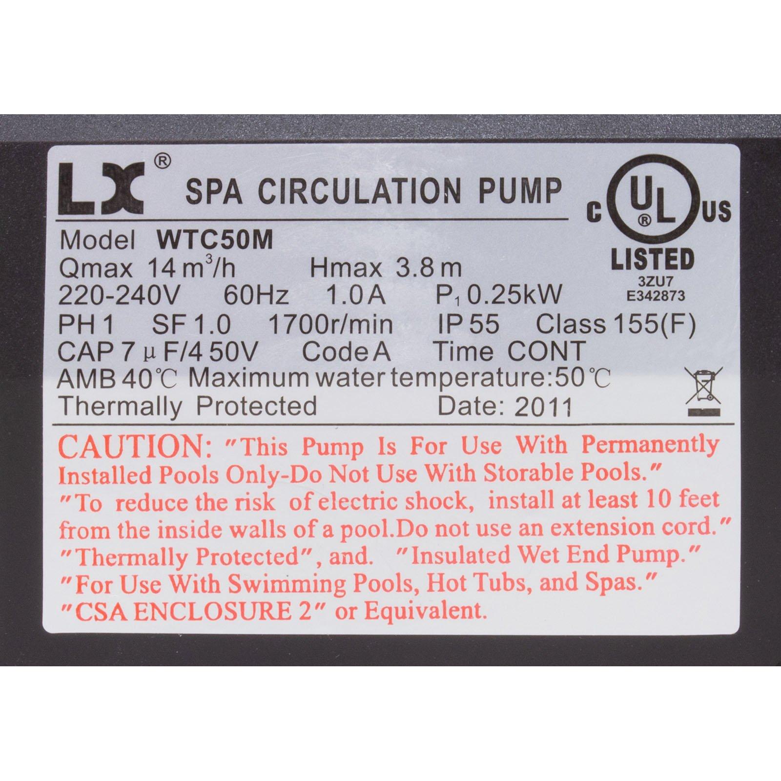 Lingxiao Pump WTC50M Pump Circ LX WTCM 1/15hp,230v,48Fr 1.5" After 7/2011