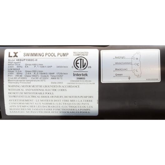 Lingxiao Pump 48SUP1502C-II Pump LX 1502C-II 1.5hp 230v 2-Spd 2" 60Hz 48Fr