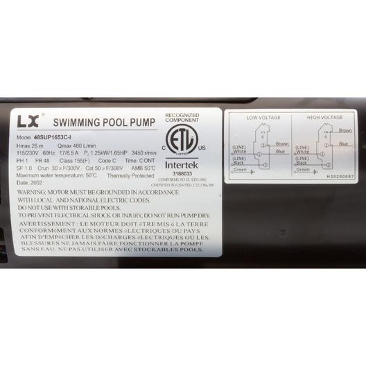Lingxiao Pump 48SUP1653C-I Pump LX 1653C-I 1.65hp 115v/230v 1-Spd 2" 60Hz 48Fr