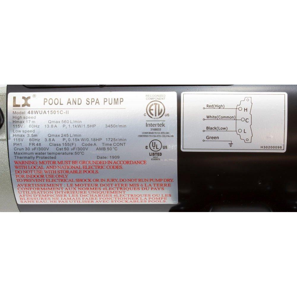48WUA1501C-IINF Pump, LX 48WUA, 1.5hp, 115v, 2-Spd, 48Fr, 2",SD, Bracketless