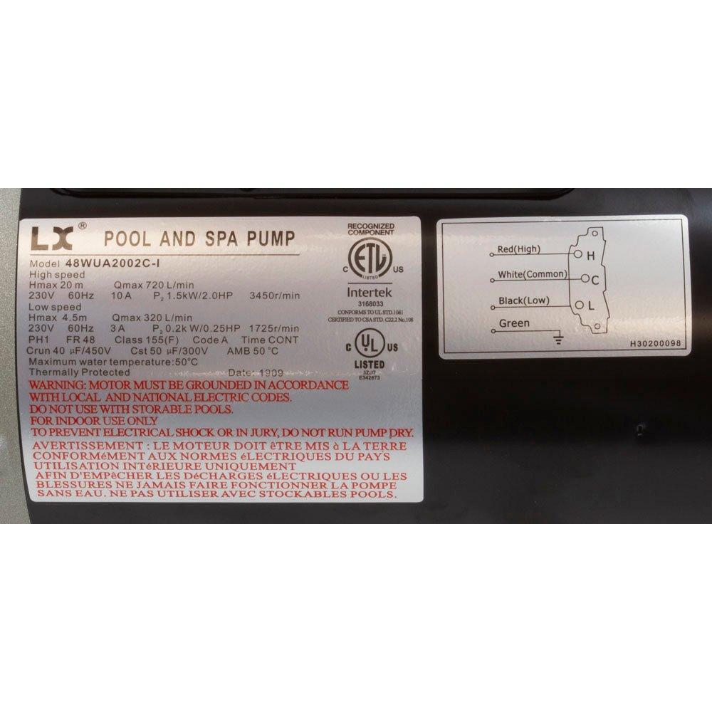 Lingxiao Pump 48WUA2002C-INF Pump LX 48WUA 2.0hp 230v 1-Spd 48Fr 2",SD Bracketless