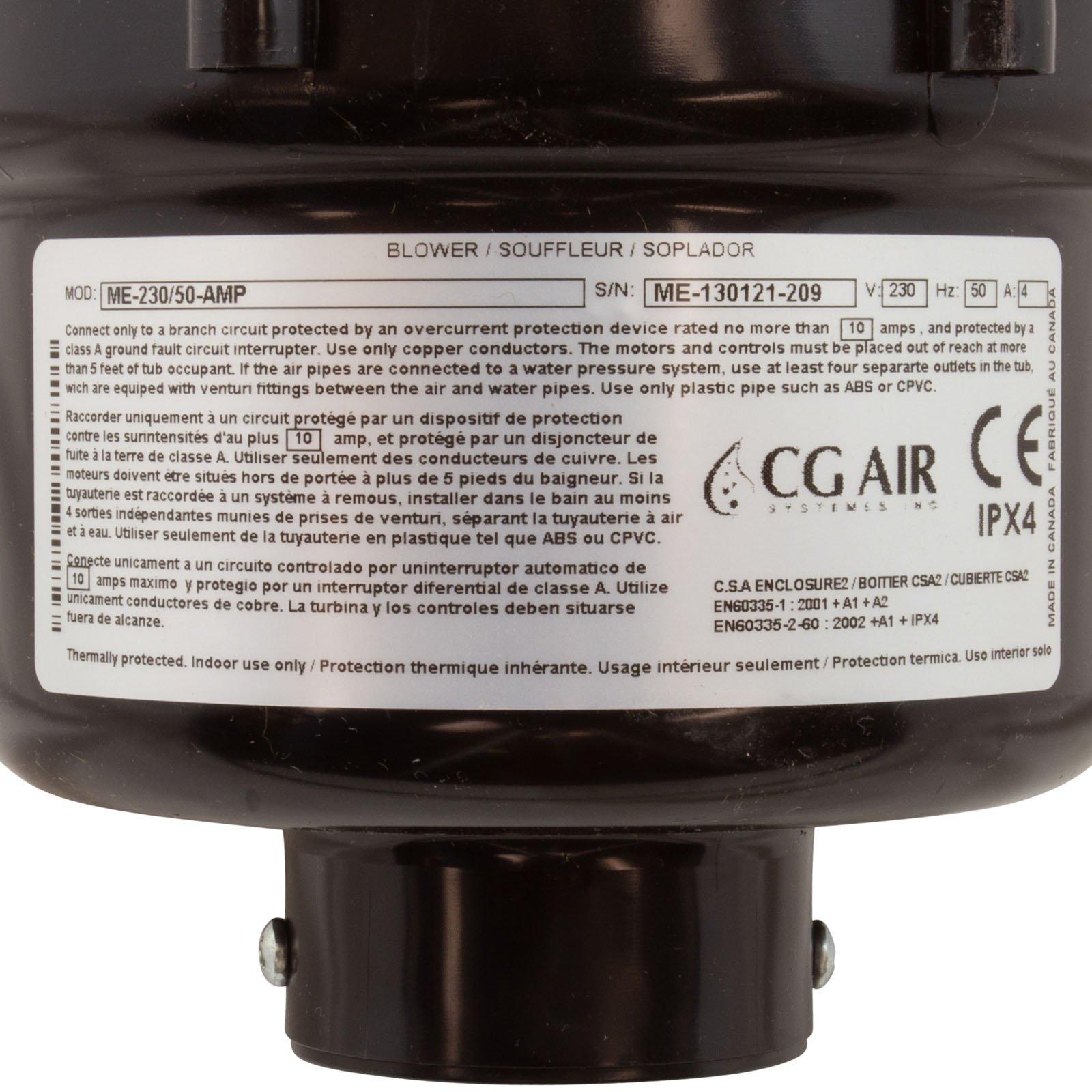 CG Air Systems Blower, CG Air Millenium Eco,230v,4.0A,50hz,3
