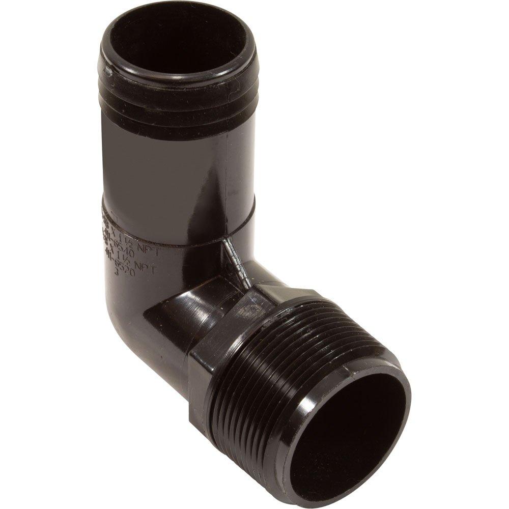 Waterway 1 1/2"Mptx1 1/2"Hose Barb Ell - Black