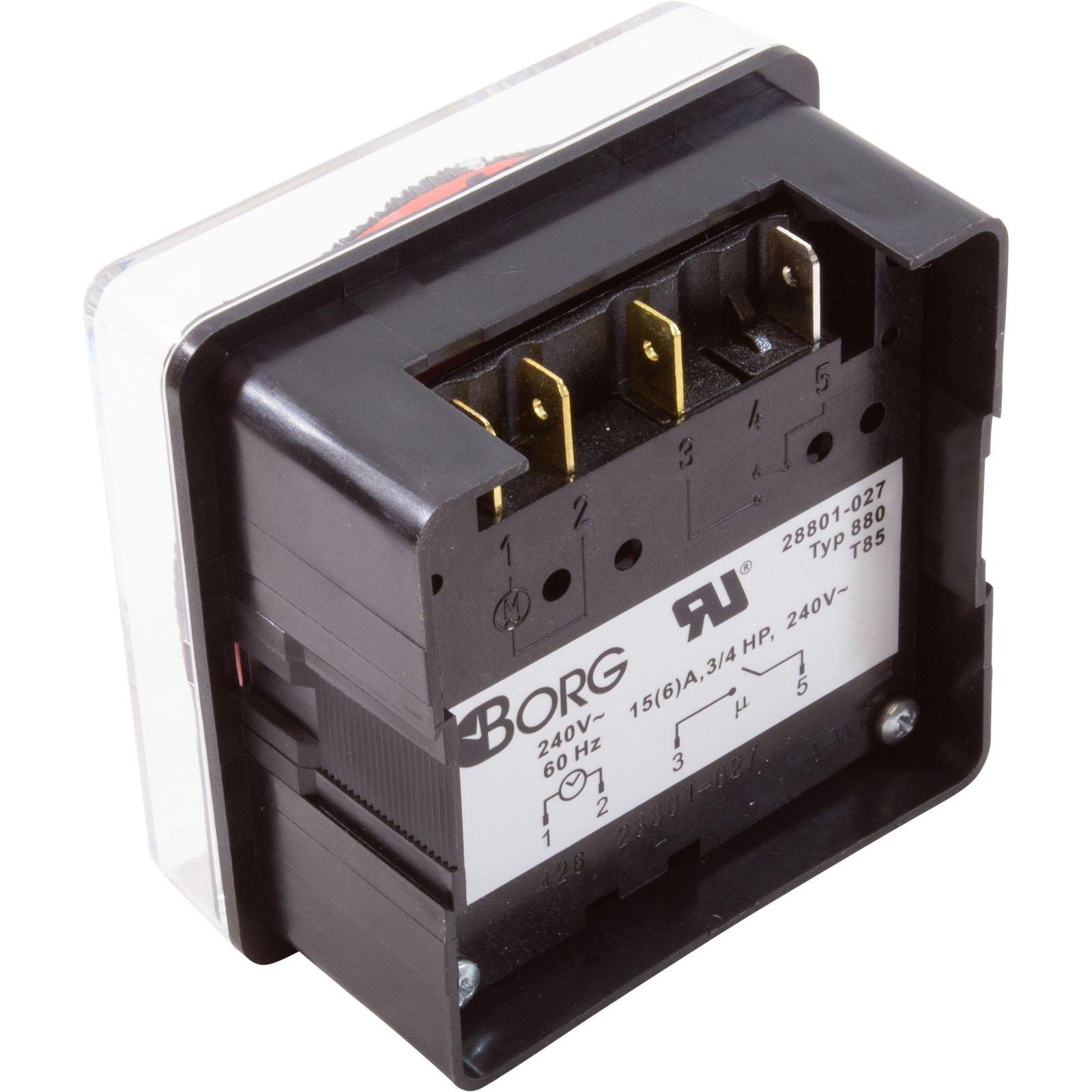 Borg General TA-4164 Timer Diehl SPST Panel Mount 230v 20A w/housing 24hr