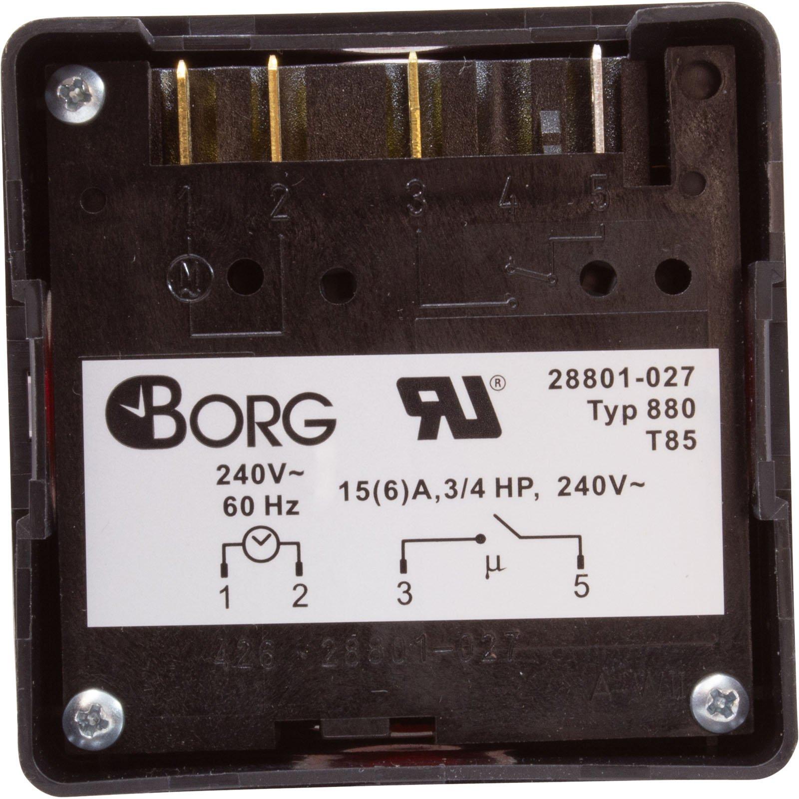 Borg General TA-4164 Timer Diehl SPST Panel Mount 230v 20A w/housing 24hr