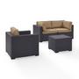 Biscayne 4 Piece Wicker Set with Two Corner Chairs, One Arm Chair & Coffee Table