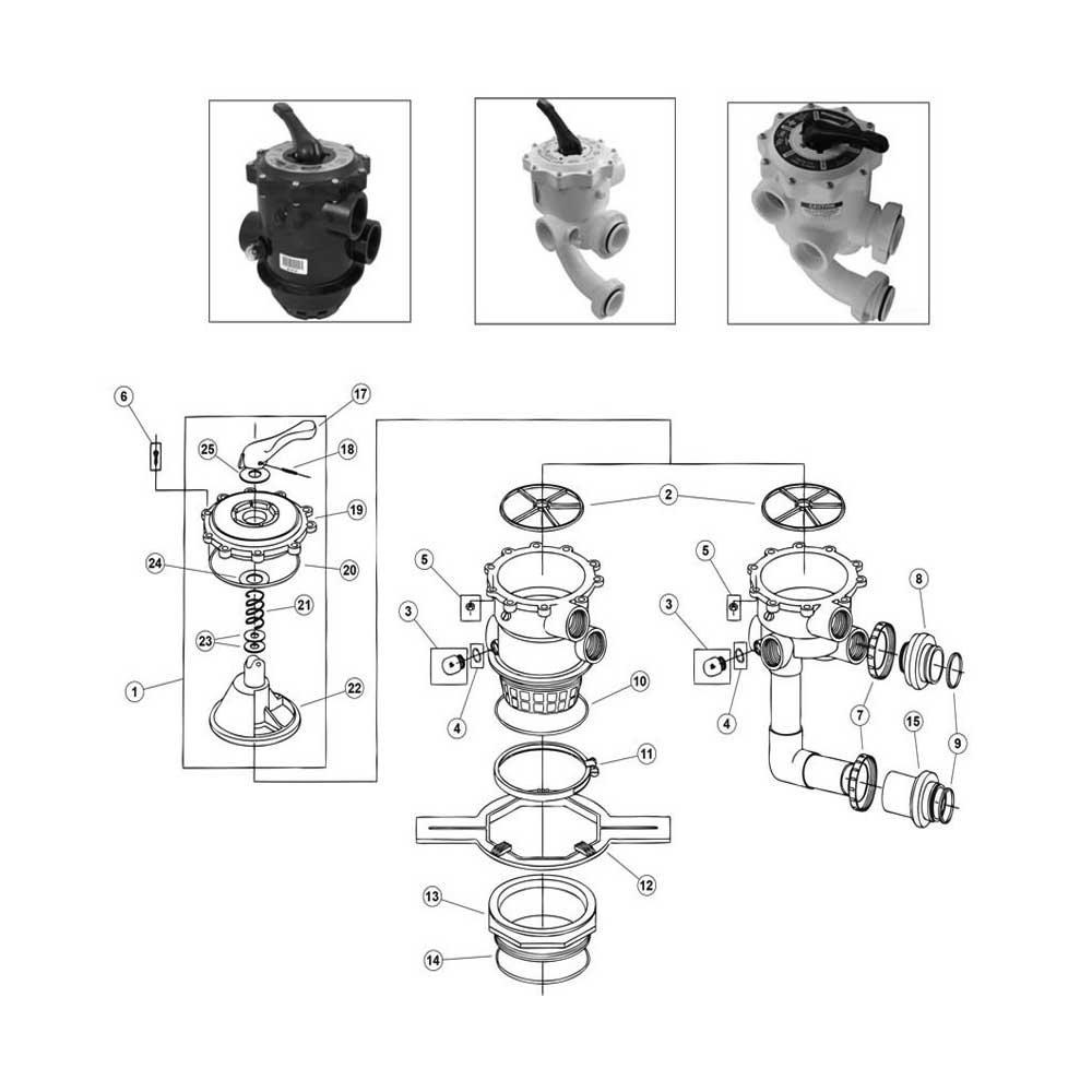 Pentair 2" Side Mount & Top Mount Multiport Backwash Valve Parts