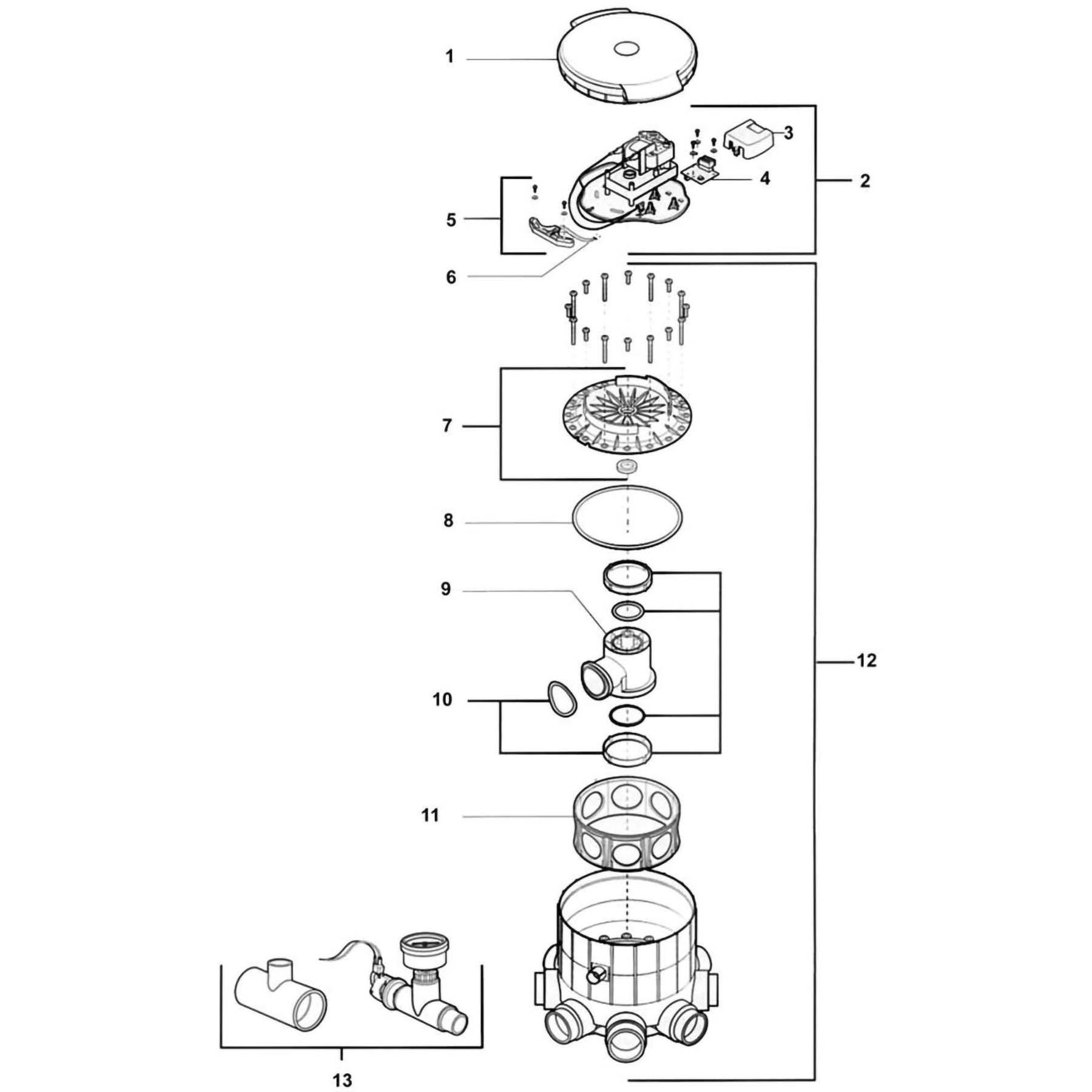 Jandy Ultraflex2 Series Electric 8-Port Valve Parts