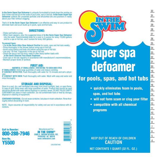 In The Swim  Super Spa Defoamer  1 Quart