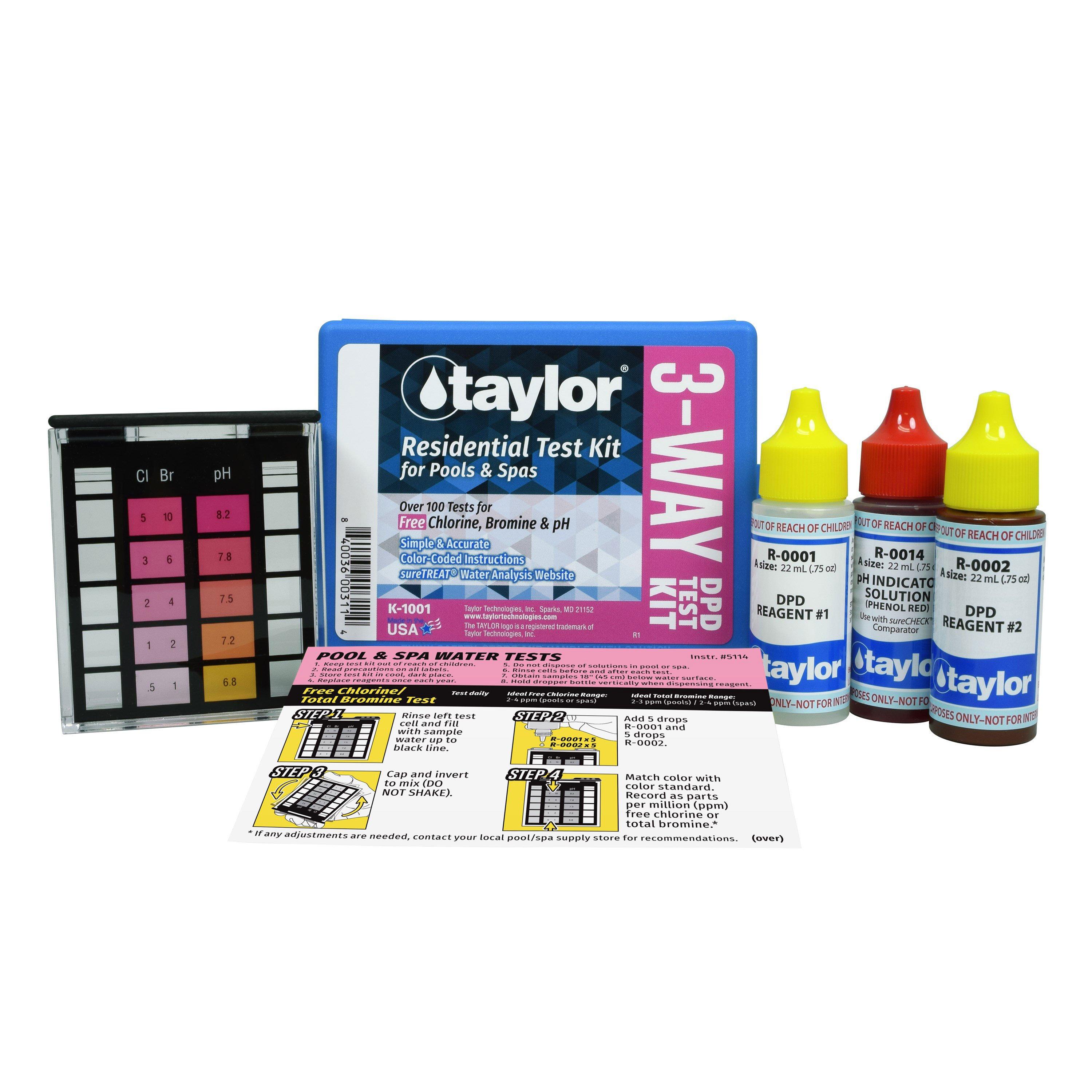 Taylor Technologies  3-Way DPD Pool Test Kit for Free Chlorine Bromine pH