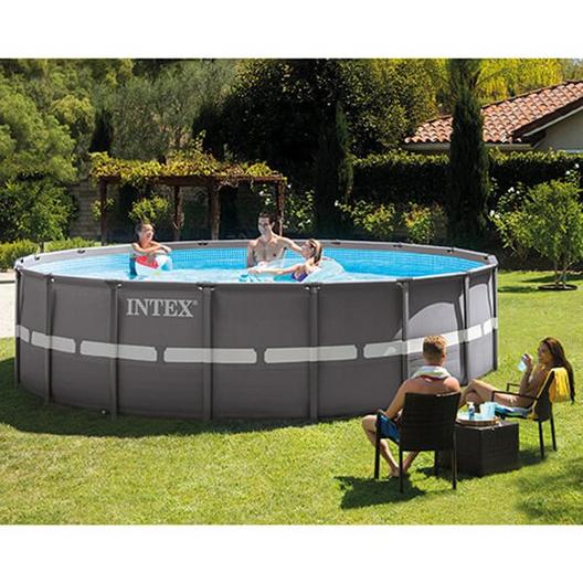Intex  18 Round Metal Frame Pool with Sand Pump and Saltwater System