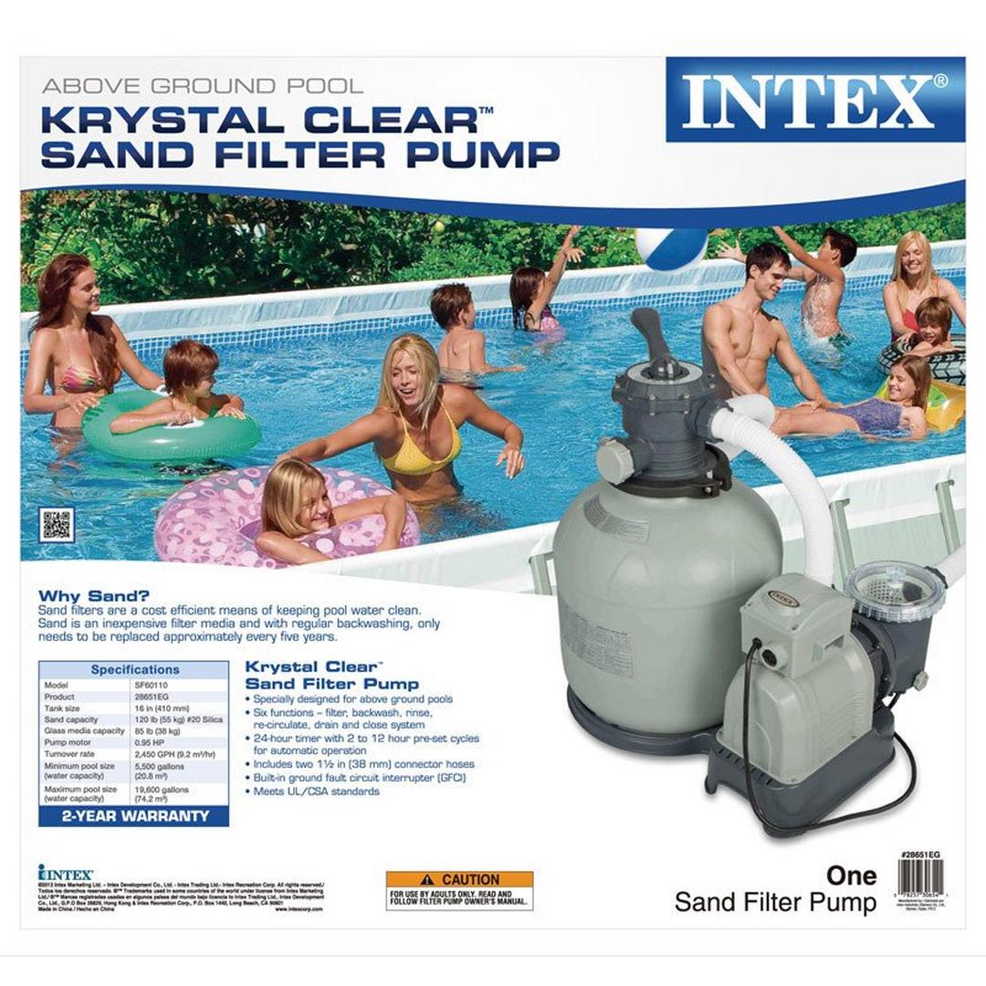 16-inch Renewed Intex Krystal Clear Sand Filter Pump for Above Ground Pools 110-120V with GFCI 