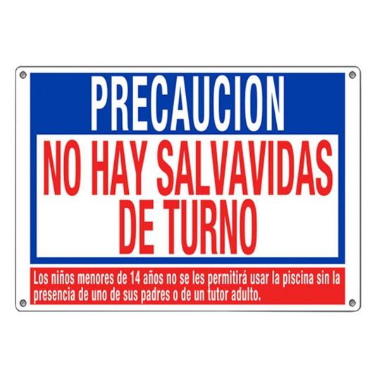 No Lifeguard Warning Sign (Spanish Language)