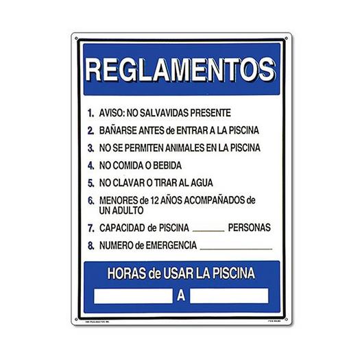 Pool Rules In Spanish Sign