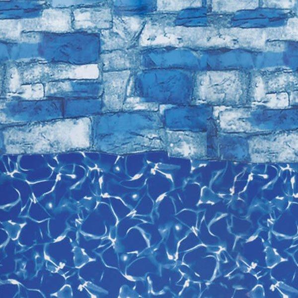 Overlap 18' x 33' Oval 48/52 in. Depth Blue Stone Above Ground Pool Liner, 20 Mil