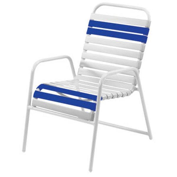Classic Blue/White Vinyl Strap Dining Chair, 4-Pack