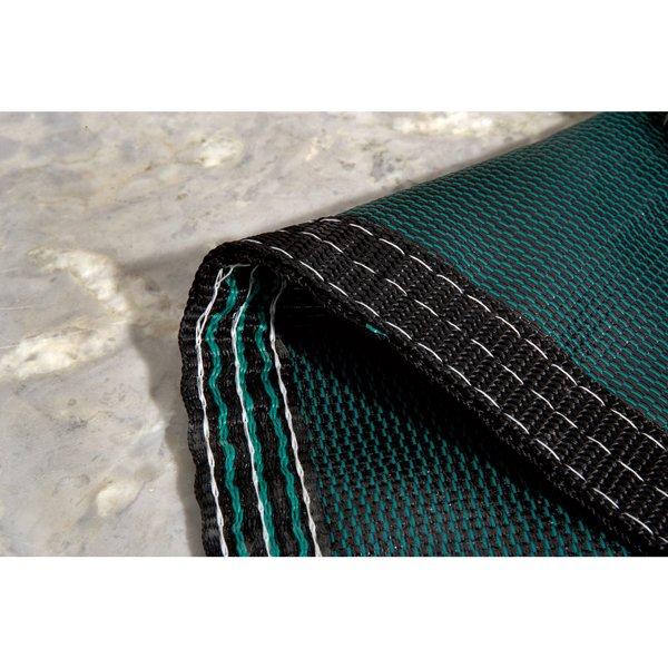 Aqua Master 16 x 32 Green Solid Safety Cover - Rectangle with Right Step