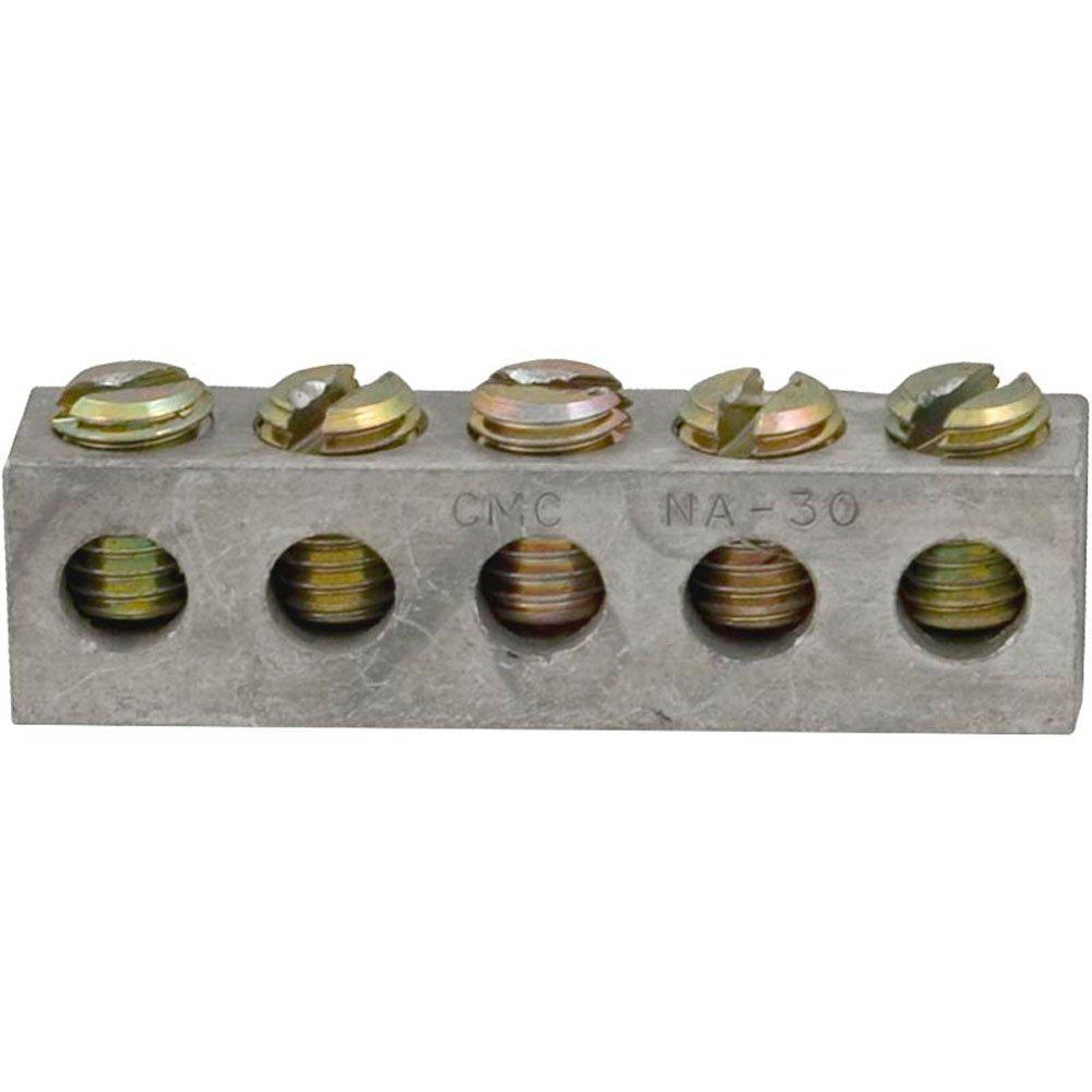 Len Gordon  Cast Copper Grounding Bar 5 Terminal w Set Screws #8 Wire