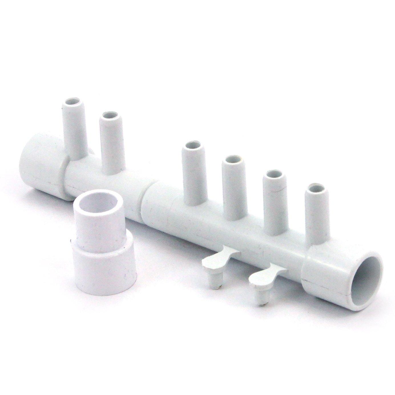 Manifold, 1/2 inch S x 1/2 inch S x (6) 3/8 inch SB (w/ (1) 1/2 inch plug & (2) 3/8 inch plugs