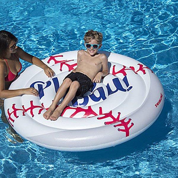 Swimline Baseball Island Pool Float - Fun Inflatable Floats | In The Swim