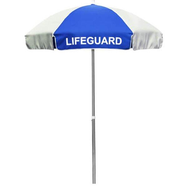 6' Lifeguard Logo Umbrella Blue and White