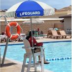 California Umbrealla  6 Lifeguard Logo Umbrella Blue and White