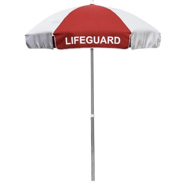 6' Lifeguard Logo Umbrella Red and White