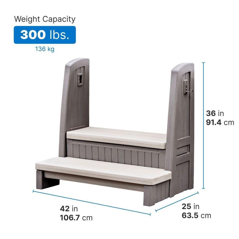 Step2  Hot Tub Storage Steps with Handrails (Dark Cedar)