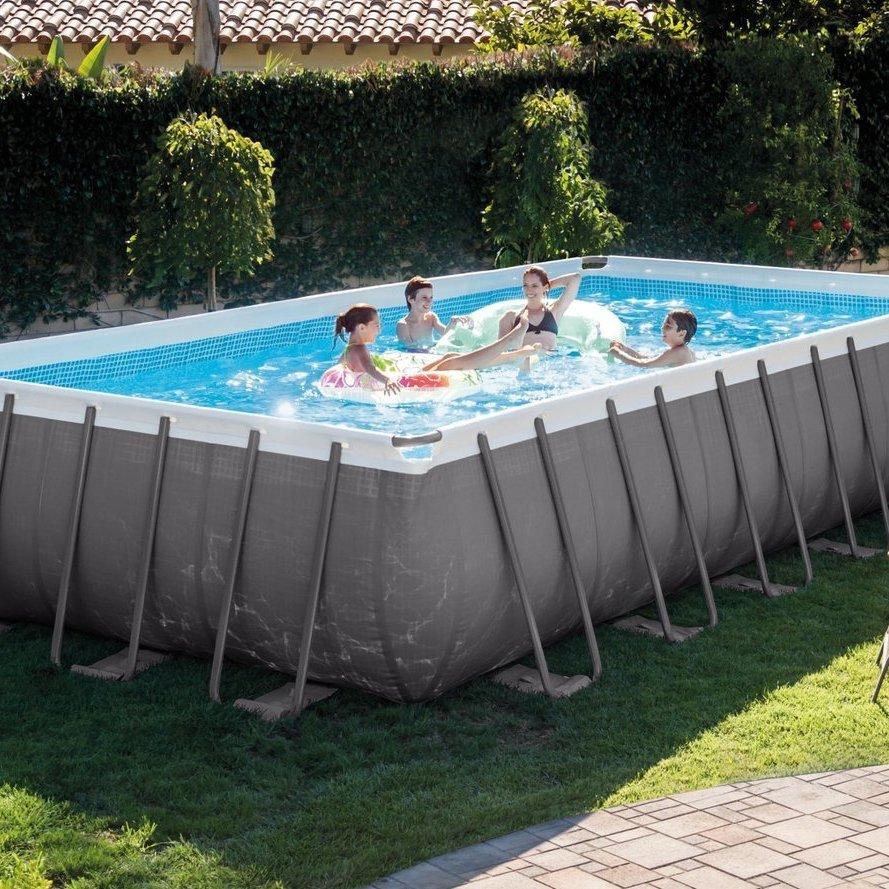 Intex 12 X 24 Rectangle Metal Frame Above Ground Pool Package In The Swim
