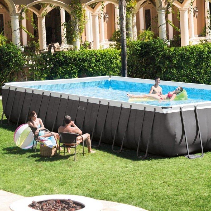 Intex Ultra Frame 32' x 16' Rectangle Metal Frame Pool with Sand Filter Pump Leslie's Pool