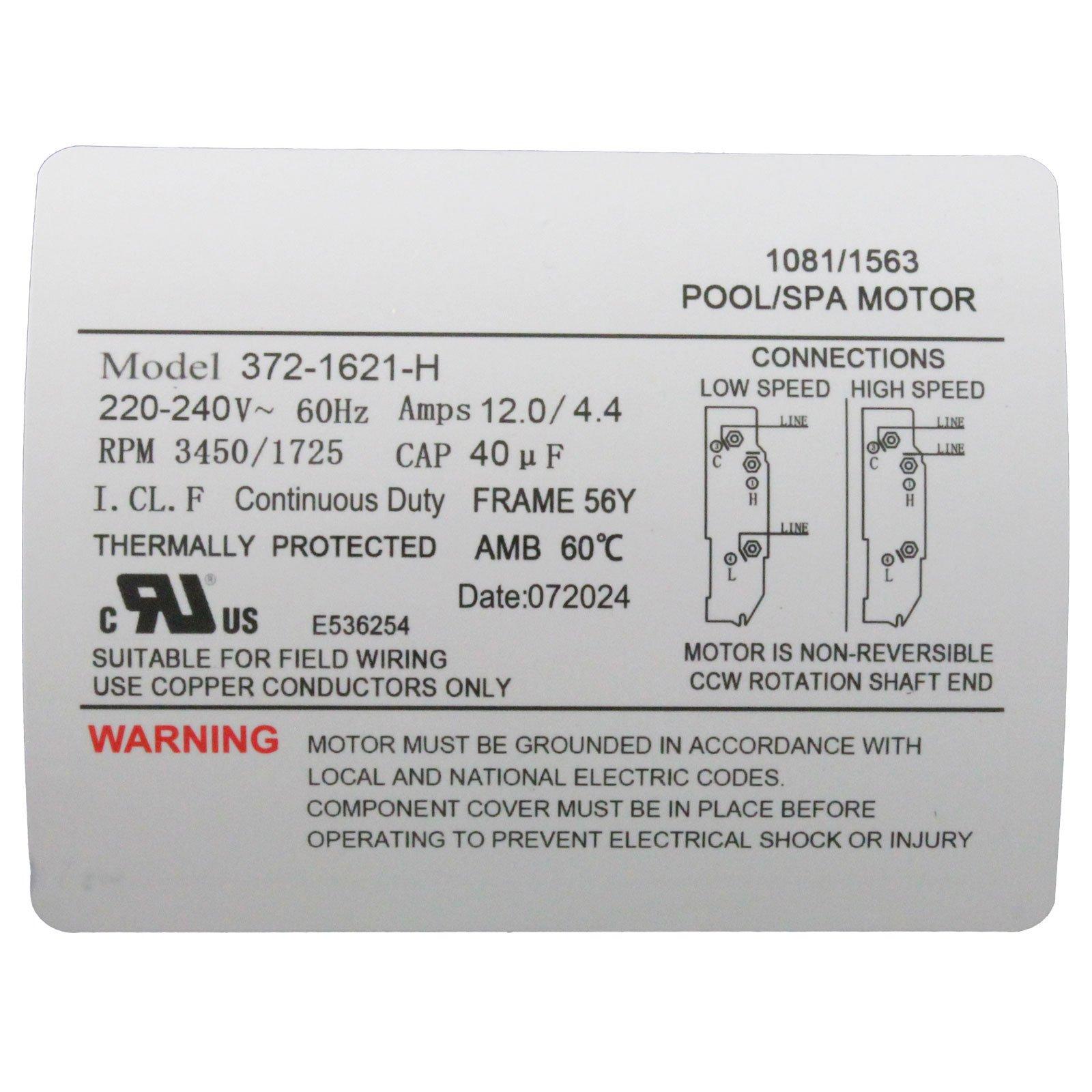 Executive 56 Frame 4 HP 2-Speed Spa Pump, 2-1/2in. Intake, 2in. Discharge, 230V