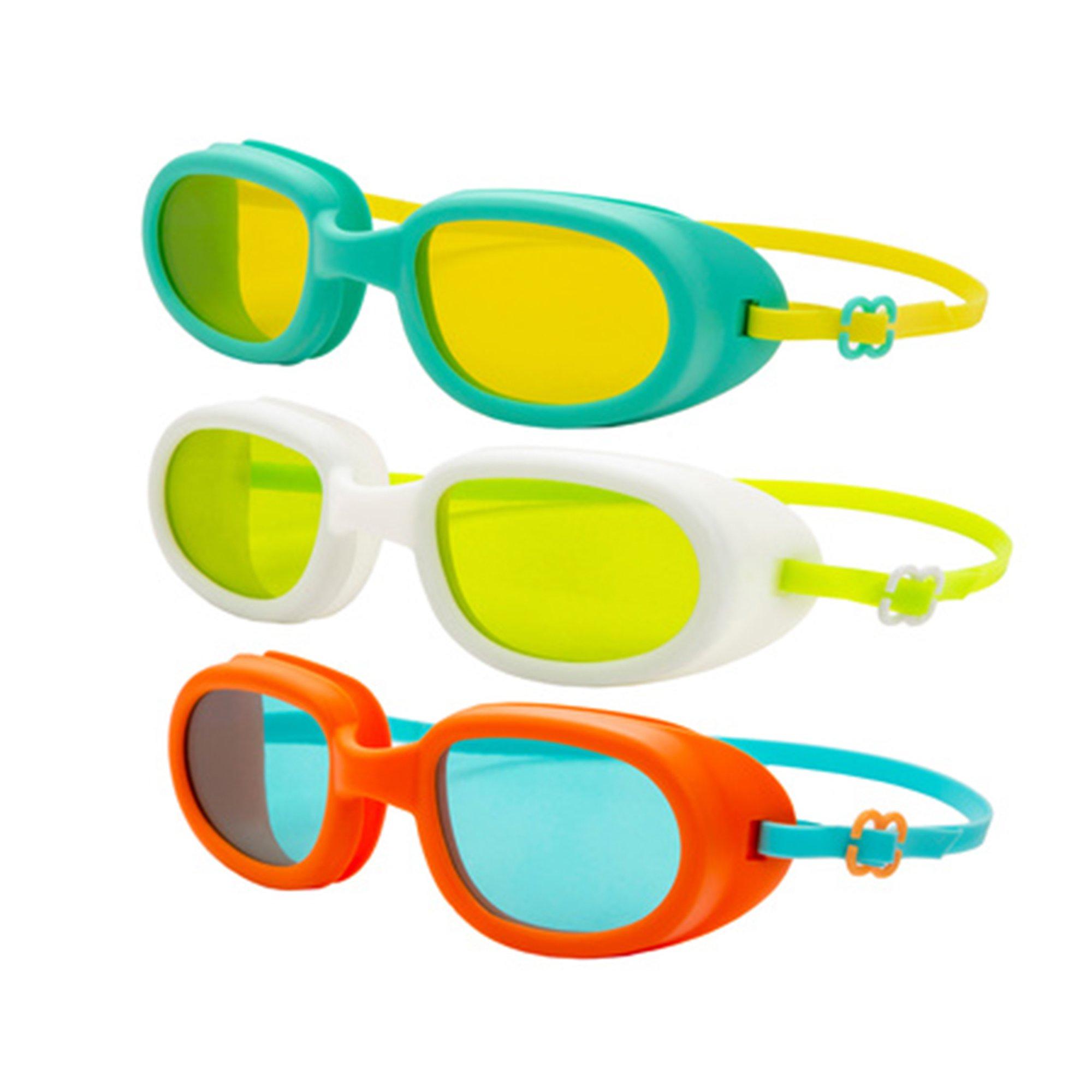 Minnow Youth Swim Goggles  3 Pack (Green and Yellow White and Green  Red and Teal)