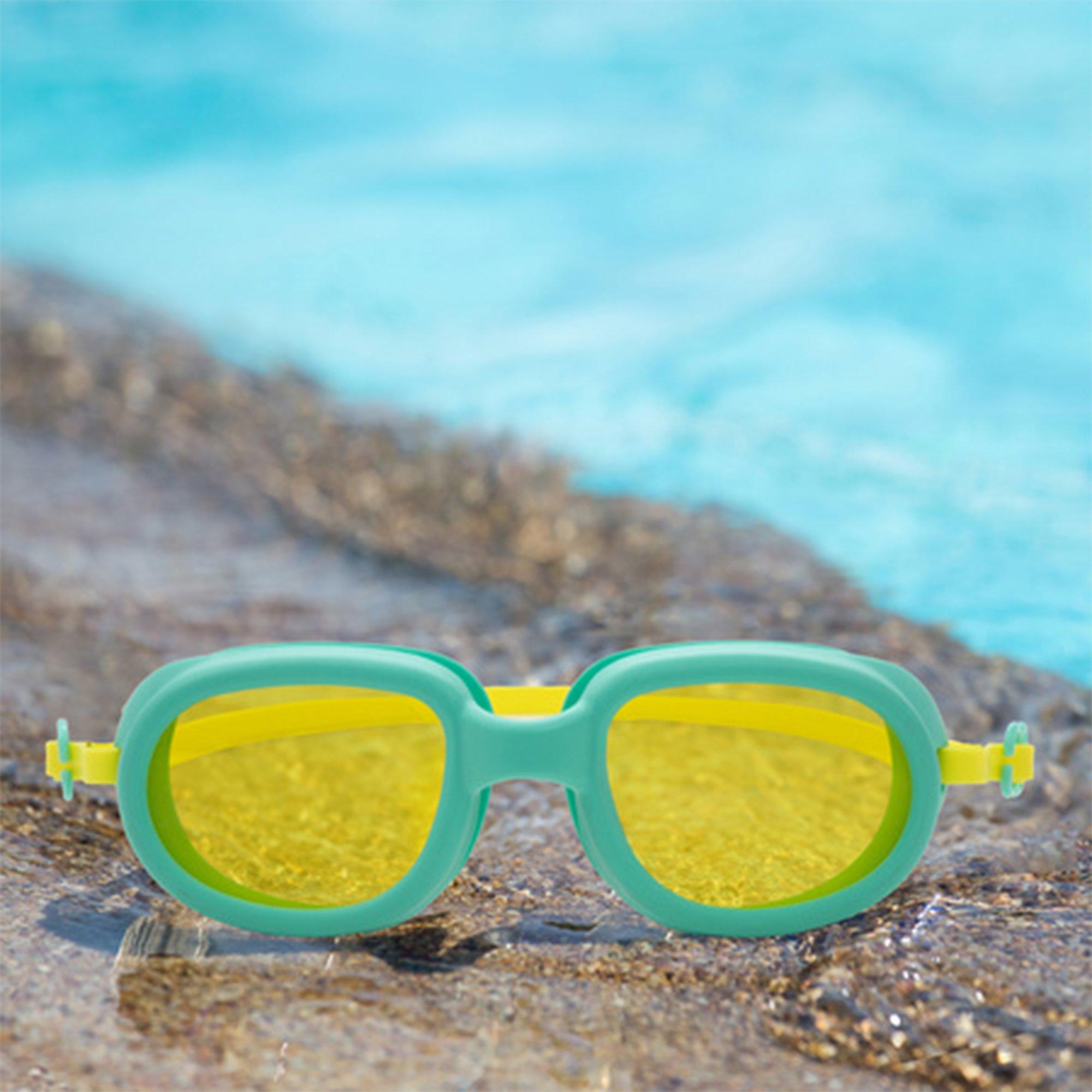 Minnow Youth Swim Goggles - 3 Pack (Green and Yellow, White and Green, & Red and Teal)