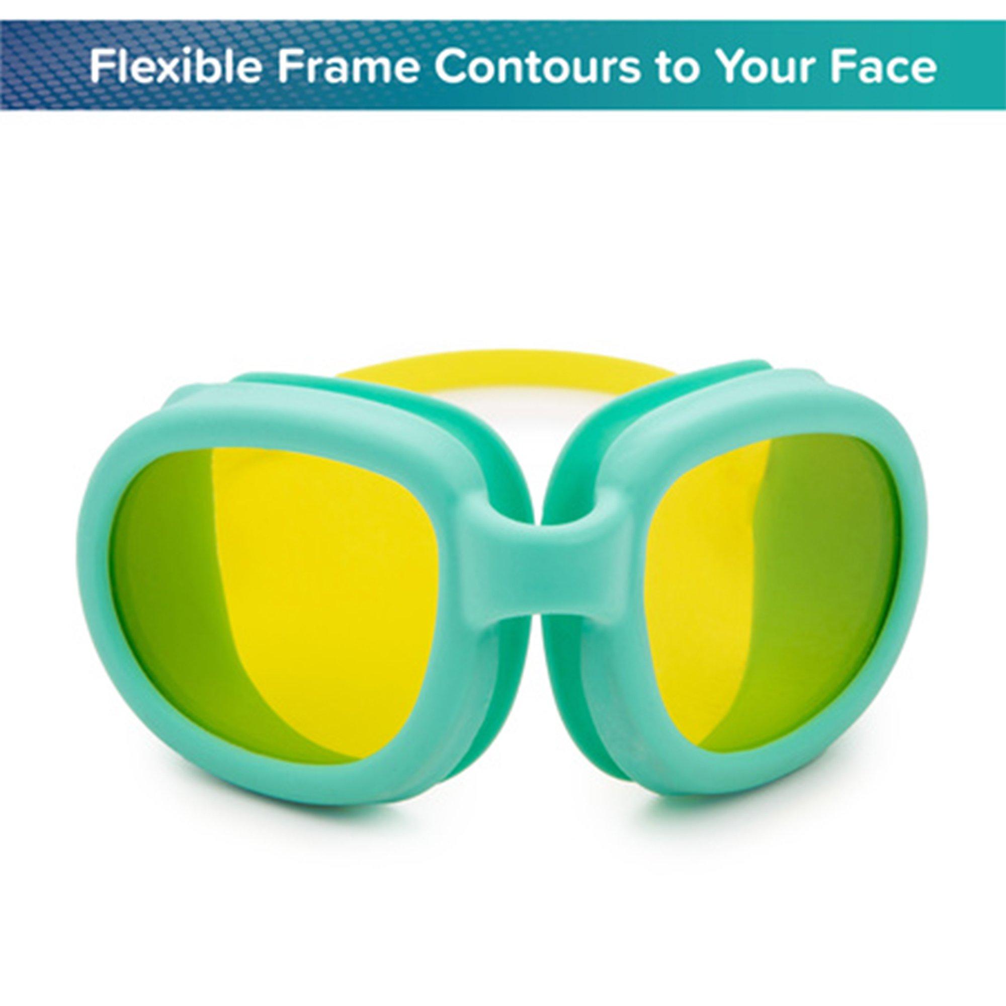 Minnow Youth Swim Goggles - 3 Pack (Green and Yellow, White and Green, & Red and Teal)