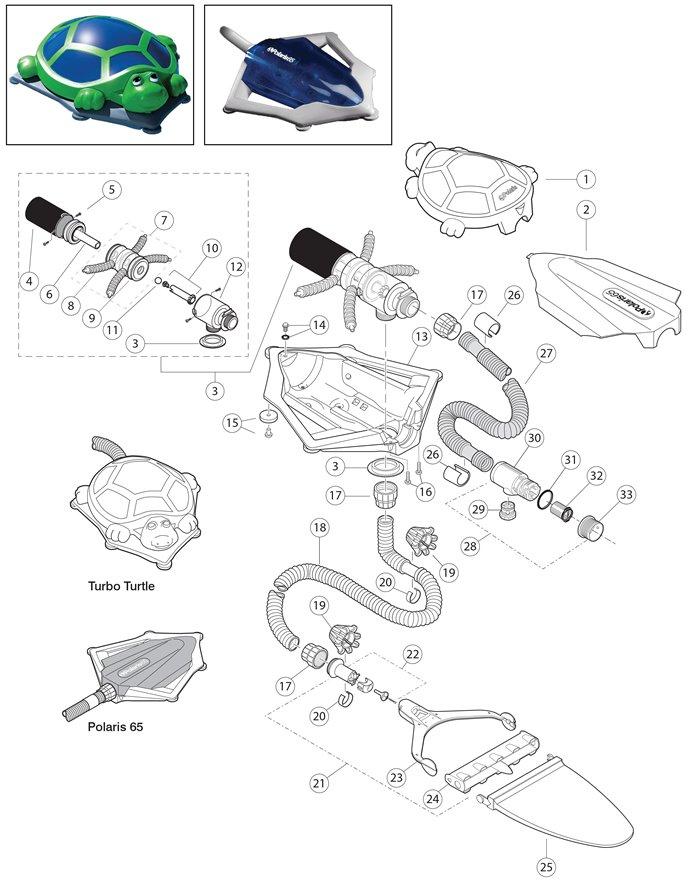 Polaris  65  Turbo Turtle Cleaner Parts