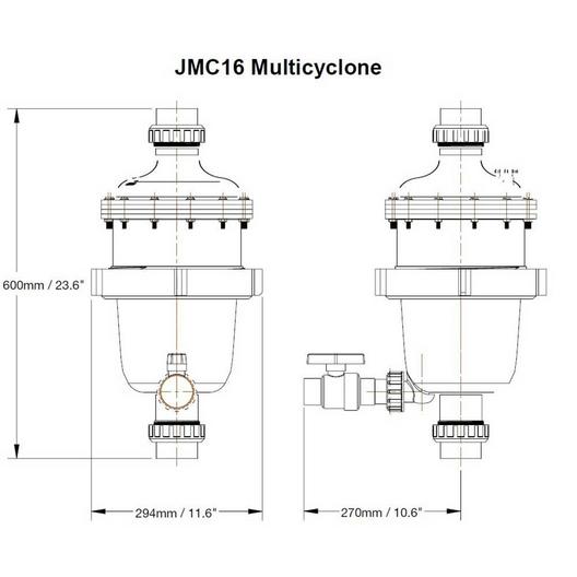Jacuzzi  JMC16 Multicyclone 1st Stage Filtration Centrifugal Pre-Filter
