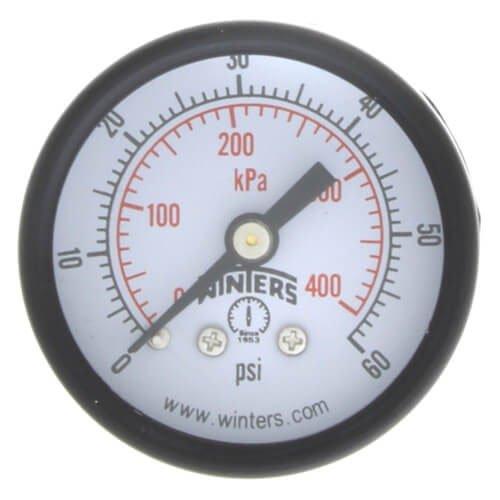 Winter  Gauge Pressure 1/8in Rear/Back Connection NPT 0-60 PSI 1-1/2in Face