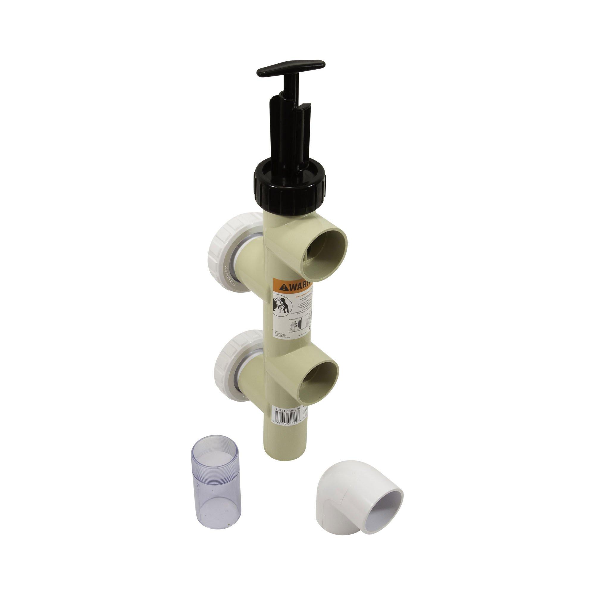 Push Pull Backwash Valve Assembly for Triton, FNS Nautilus, 2" Slip, PVC, Generic