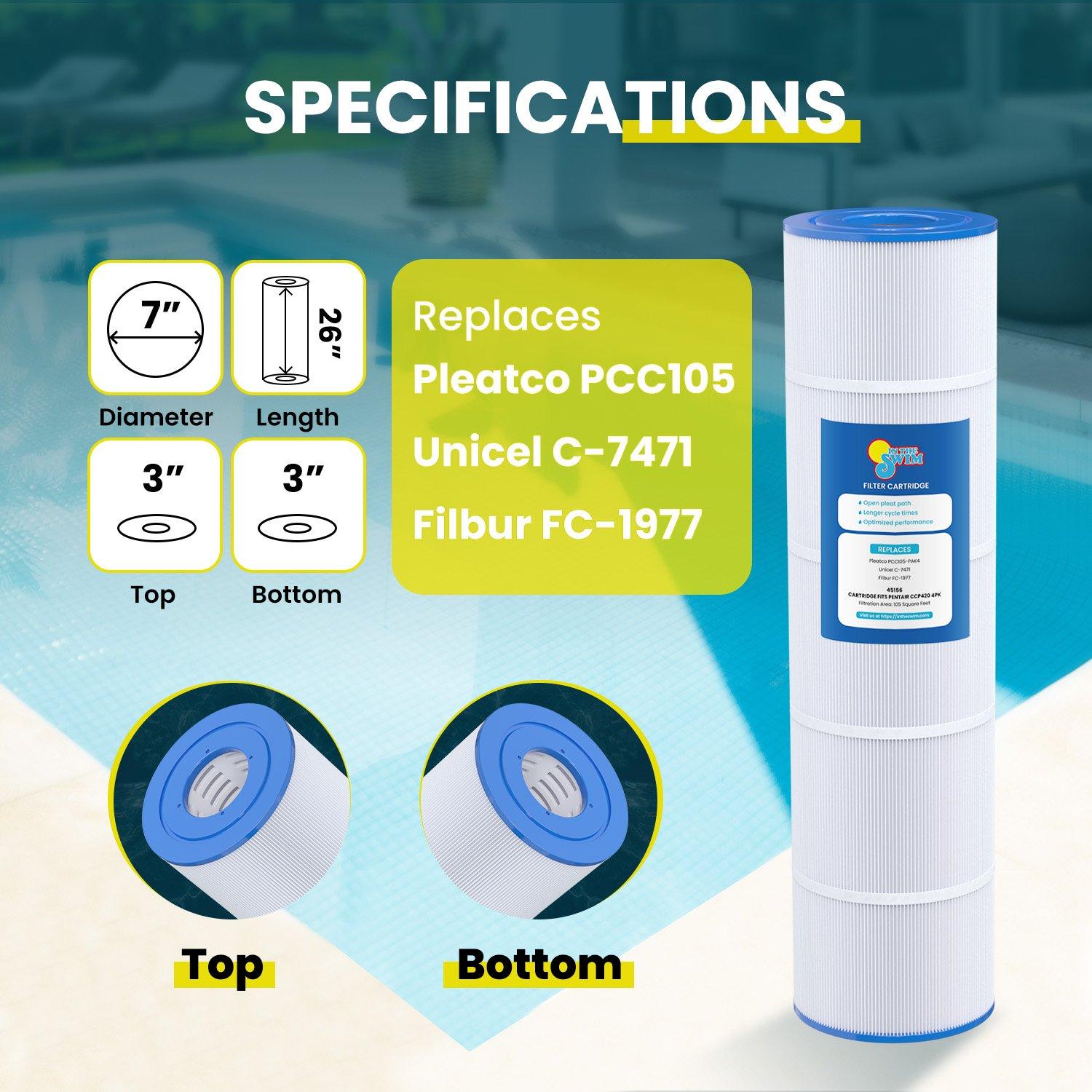 In The Swim  Filter Cartridge 4-Pack Replacement for Pentair Clean  Clear Plus 420 CCP420