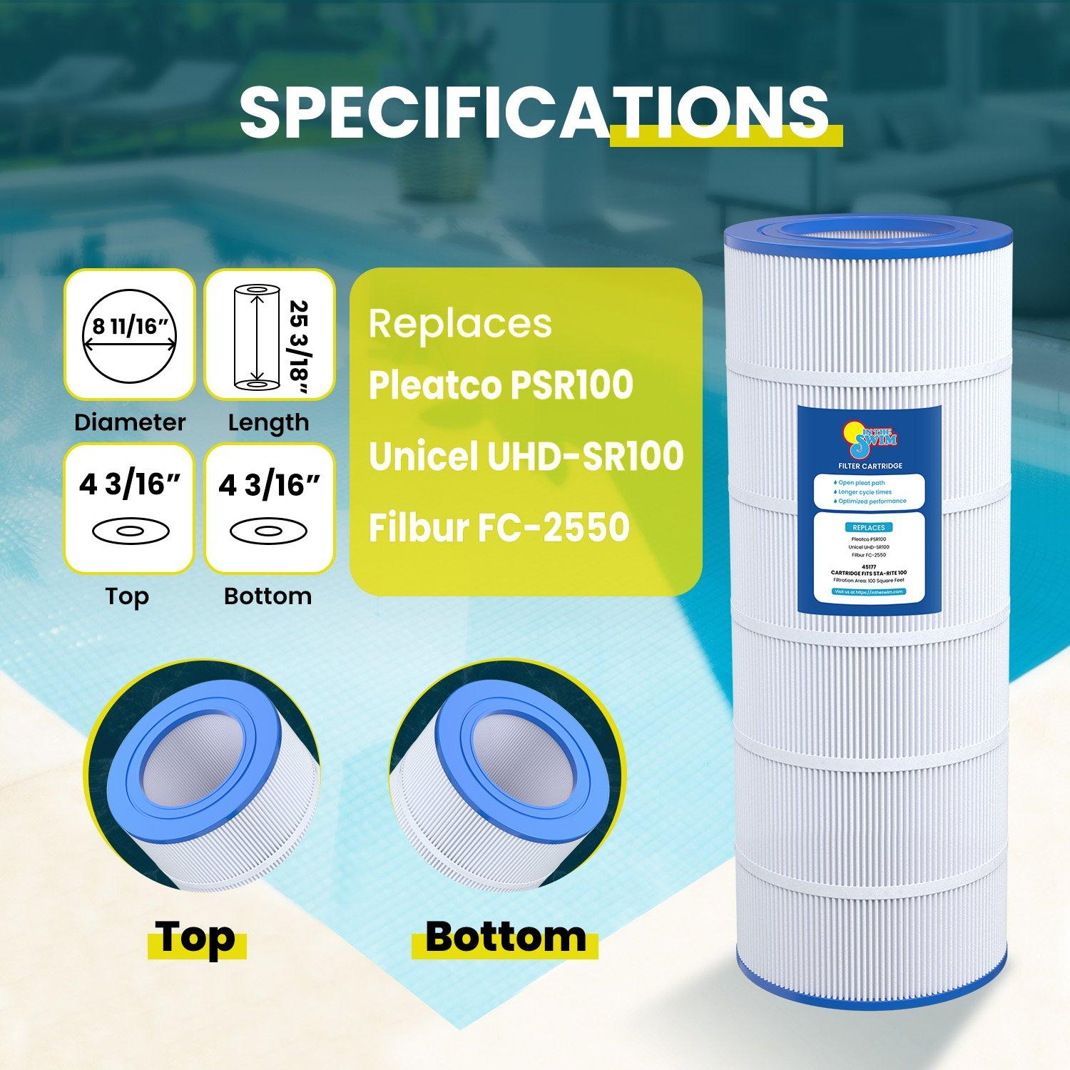 In The Swim  Filter Cartridge for Sta-Rite Posi-Flo 100GPM-TX 100TX 100TXR II PTM100 T-100TX T-100TXR