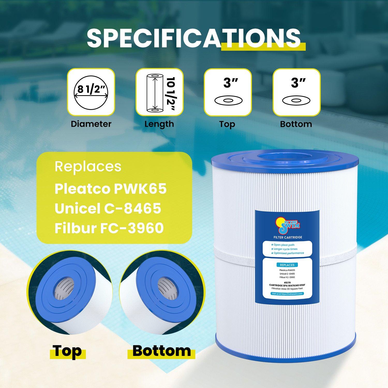 In The Swim  Filter Cartridge Replacement for Wakins Hot Spring 65 Spa Filters