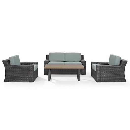 Crosley  Beaufort 4-Piece Wicker Set Love Seat Two Chairs and Coffee Table