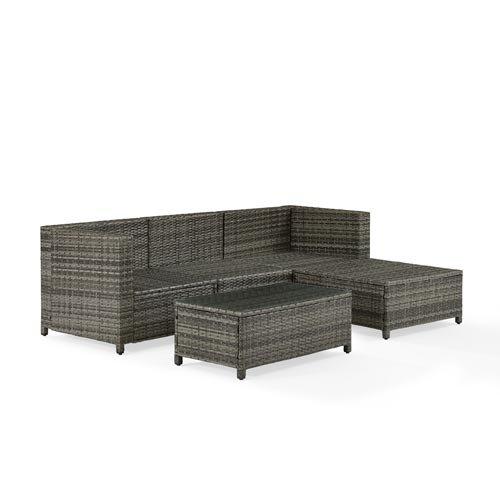 Crosley  KO70144-GY Sea Island 5-Piece Gray Wicker Sectional Set